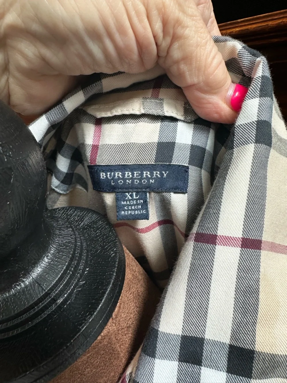 Beige Plaid Pajama Set - Classic Long Sleeve Top & Pants by BURBERRY XL - Picture 4 of 4